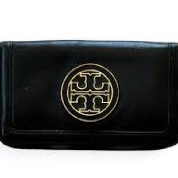 TORY BURCH BLACK/GOLD WRISTLET - Picture 1 of 8